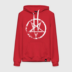 Толстовка-худи хлопковая женская Star pentagram, цвет: красный