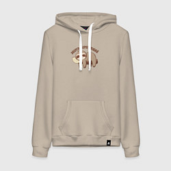 Толстовка-худи хлопковая женская Энергосберегающий, цвет: миндальный