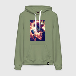 Толстовка-худи хлопковая женская Mick Jagger is vocalist of the Rolling Stones, цвет: авокадо