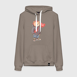 Женская толстовка-худи Влюбленный мишка