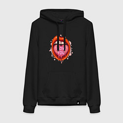 Толстовка-худи хлопковая женская I love you, цвет: черный