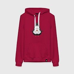 Толстовка-худи хлопковая женская Cartoon penguin character, цвет: маджента