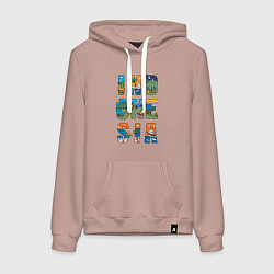 Толстовка-худи хлопковая женская Индонезия, цвет: пыльно-розовый