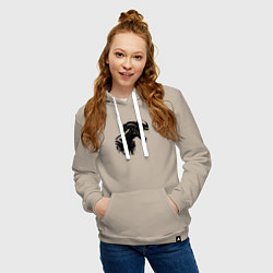 Толстовка-худи хлопковая женская Мощный ксеноморф, цвет: миндальный — фото 2