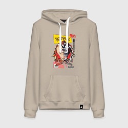 Толстовка-худи хлопковая женская Taz mania - тасманский дьявол, цвет: миндальный