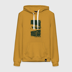 Толстовка-худи хлопковая женская Спорткар в гранж стиле, цвет: горчичный