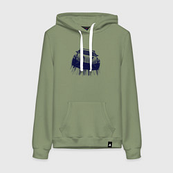 Толстовка-худи хлопковая женская Спорткар в синих тонах, цвет: авокадо