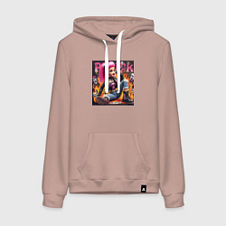 Толстовка-худи хлопковая женская Barbie singer - punks not dead, цвет: пыльно-розовый