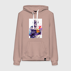 Толстовка-худи хлопковая женская Античная статуя и граффити, цвет: пыльно-розовый