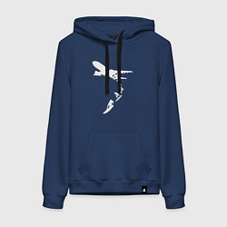 Толстовка-худи хлопковая женская Plane surfer, цвет: тёмно-синий