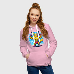 Толстовка-худи хлопковая женская Big Pikachu, цвет: светло-розовый — фото 2