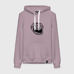 Толстовка-худи хлопковая женская Омега тролл фейс мем, цвет: сиреневый