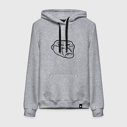 Толстовка-худи хлопковая женская Тролл фейс недовольный мем, цвет: меланж