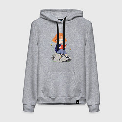 Толстовка-худи хлопковая женская Рыжая девушка читает книгу, цвет: меланж