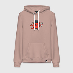 Толстовка-худи хлопковая женская Дьяволёнок выпускник, цвет: пыльно-розовый