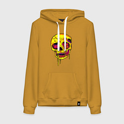 Женская толстовка-худи Желтый растекшийся череп