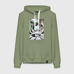 Толстовка-худи хлопковая женская Фантастическая пещера, цвет: авокадо