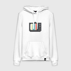 Толстовка-худи хлопковая женская Old television, цвет: белый