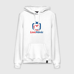 Толстовка-худи хлопковая женская Любитель кино, цвет: белый