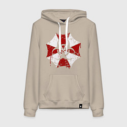 Толстовка-худи хлопковая женская Resident evil - umbrella corp, цвет: миндальный