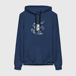 Толстовка-худи хлопковая женская Anarchy bomb, цвет: тёмно-синий