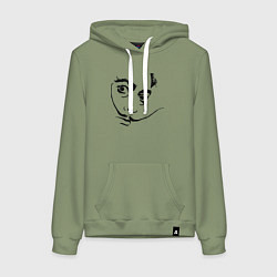 Толстовка-худи хлопковая женская Известный силуэт Сальвадора Дали, цвет: авокадо