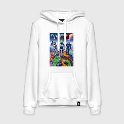Толстовка-худи хлопковая женская Mass effect and Minecraft - ai art collaboration, цвет: белый