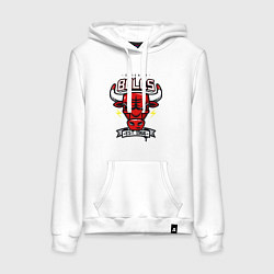 Толстовка-худи хлопковая женская Chicago bulls head, цвет: белый