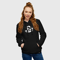 Толстовка-худи хлопковая женская Горнолыжник с автоматом, цвет: черный — фото 2