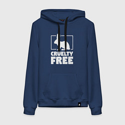 Толстовка-худи хлопковая женская Нет жестокости, цвет: тёмно-синий
