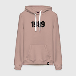 Толстовка-худи хлопковая женская 1989 год расшерканый, цвет: пыльно-розовый