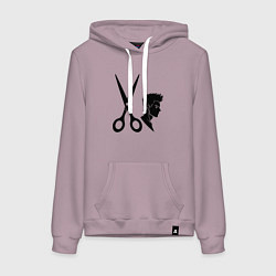 Толстовка-худи хлопковая женская Стрижка и ножницы, цвет: сиреневый