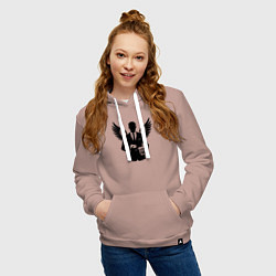 Толстовка-худи хлопковая женская Бухгалтер с крыльями, цвет: пыльно-розовый — фото 2