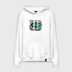 Толстовка-худи хлопковая женская Бомбардиро крокодило в стиле граффити, цвет: белый