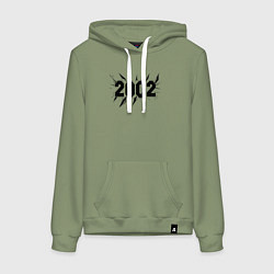 Толстовка-худи хлопковая женская Разрыв времени 2002, цвет: авокадо