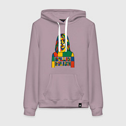 Толстовка-худи хлопковая женская Билли Айлиш разноцветная мозаика, цвет: сиреневый