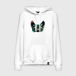 Толстовка-худи хлопковая женская Лисенок из фрески, цвет: белый