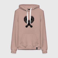 Толстовка-худи хлопковая женская ММА кулаки, цвет: пыльно-розовый