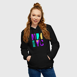 Толстовка-худи хлопковая женская Районы в городе Нью-Йорк, цвет: черный — фото 2