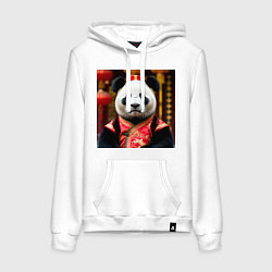 Толстовка-худи хлопковая женская Императорская панда, цвет: белый