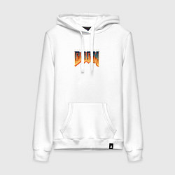 Толстовка-худи хлопковая женская Doom ultimate logo, цвет: белый