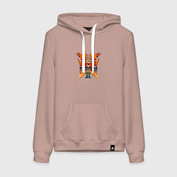 Толстовка-худи хлопковая женская Doom2 logo, цвет: пыльно-розовый