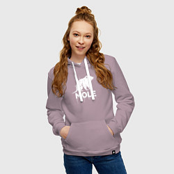 Толстовка-худи хлопковая женская Крот в стиле белое граффити, цвет: сиреневый — фото 2