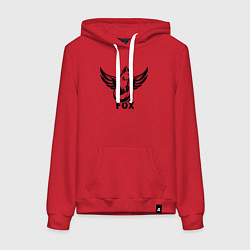 Толстовка-худи хлопковая женская Крылатая лиса, цвет: красный