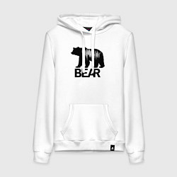 Толстовка-худи хлопковая женская Черный медведь с полосами, цвет: белый