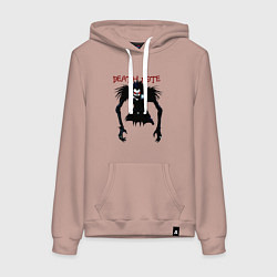 Толстовка-худи хлопковая женская Death note Ryuk - темный, цвет: пыльно-розовый
