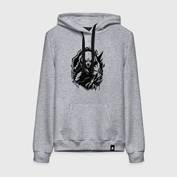 Толстовка-худи хлопковая женская Росомаха сила и ярость, цвет: меланж