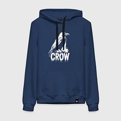 Толстовка-худи хлопковая женская Ворона в стиле граффити, цвет: тёмно-синий