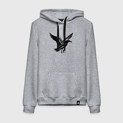 Толстовка-худи хлопковая женская Летящая чайка, цвет: меланж