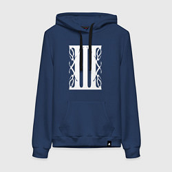 Толстовка-худи хлопковая женская Стилизованный орнамент III группа крови, цвет: тёмно-синий
